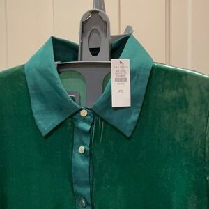 Talbots emerald green velvet shift dress